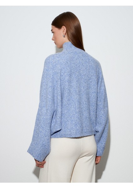 10817 Yün Karışımlı Yarasa Kol Triko Kazak-Indigo M. fırsatları