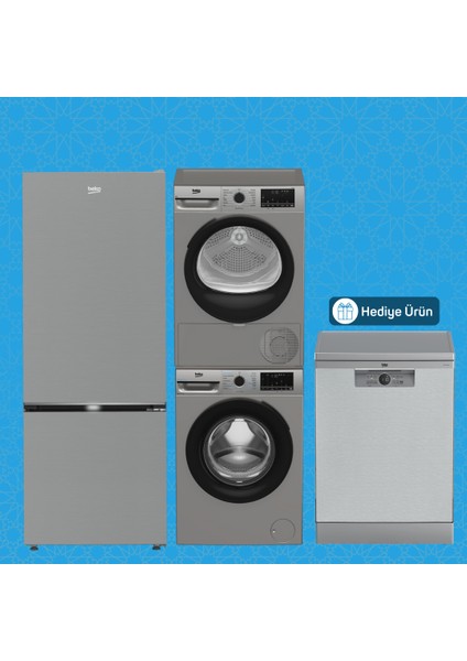 4 'lü Gri Beyaz Eşya Seti