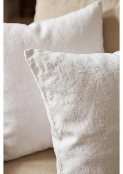 Lona Keten Düğmeli Kırlent Kılıfı 2'li 40x40 Kırık Beyaz modelleri