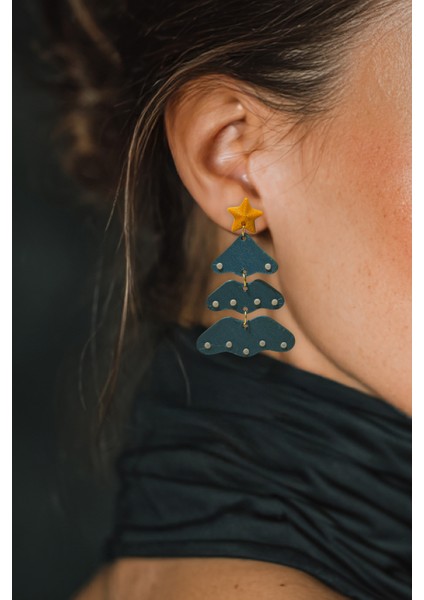 Yılbaşı Çam Ağacı Özel Tasarım Küpe