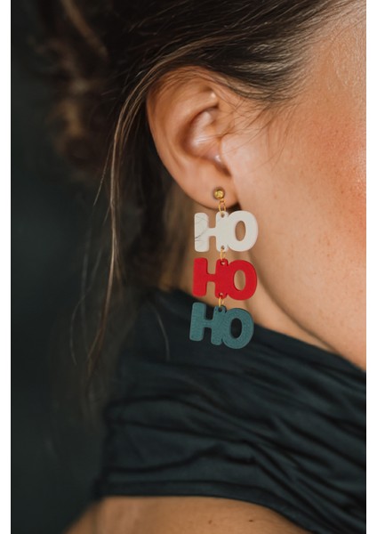 Ho Ho Ho Yılbaşı Temalı Özel Tasarım Küpe