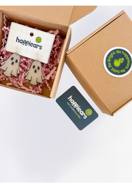 Halloween Cadılar Bayramı Gece Parlayan Fosforlu Hayalet Özel Tasarım Küpe indirimleri