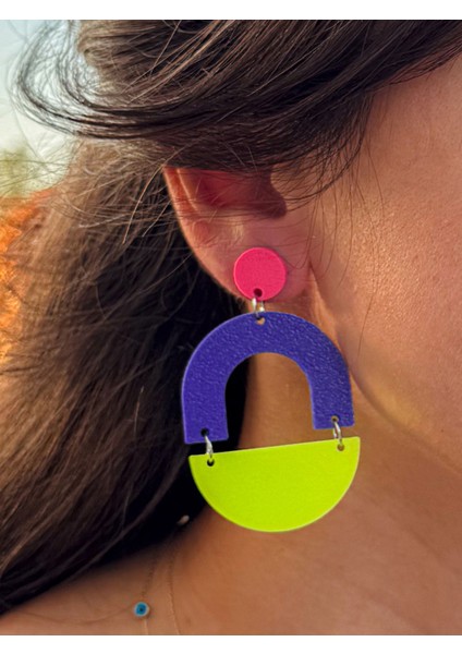 Mor Neon Özel Tasarım Küpe