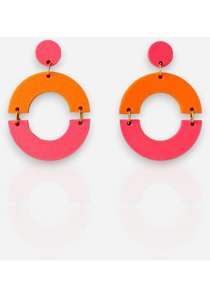 Pembe Turuncu Geometrik Özel Tasarım Küpe fiyatları