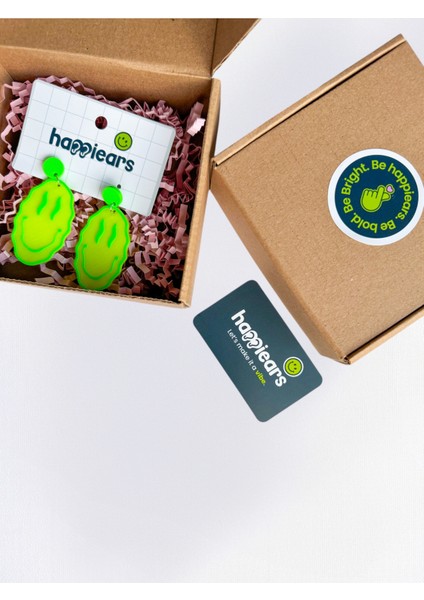 Neon Renkli Gülen Yüz Özel Tasarım Küpe (Smile) fırsatları