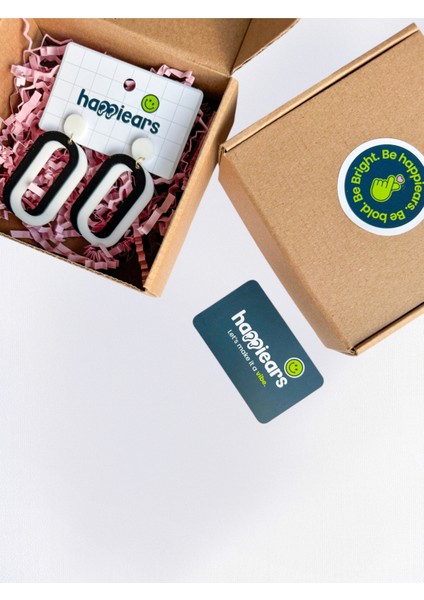 Siyah Beyaz Geometrik Halkalı Özel Tasarım Küpe fırsatları