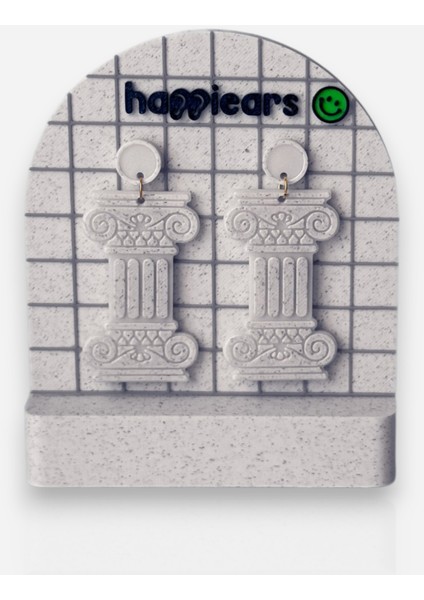 Antik Sütun Desenli Beyaz Özel Tasarım Küpe modelleri