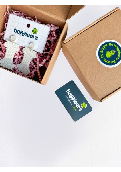 Antik Sütun Desenli Beyaz Özel Tasarım Küpe fırsatları