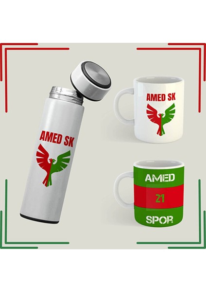 Amedspor Tasarımlı Kupa ve Termos Seti - Amed Spor Kupası Seti (2 Kupa 1 Termos)