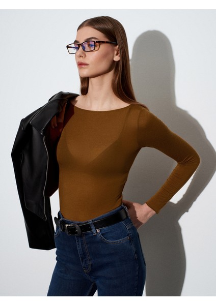 32122 Kayık Yaka Modal Kaşmir Ultra Hafif Bluz-K.kiremit fiyatları