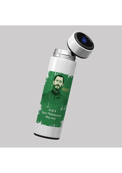 Termosa Qazi Muhammed - Qazi Muhammet Resimli Dijital Göstergeli Çelik Termos 450 Mlt