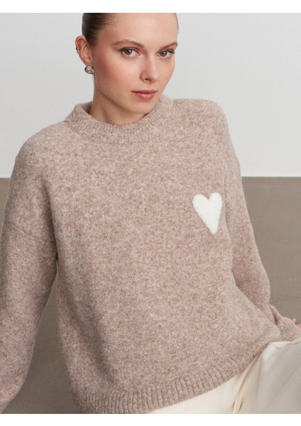 10837 Yün Karışımlı Kalpli Kazak-Vizon M. fiyatları