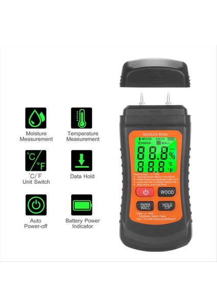 Çok Fonksiyonlu Dijital Ahşap Nem Ölçer 2 Iğne Duvar Karton Ahşap Nem Test Cihazı Nem Içerik Dedektörü (Yurt Dışından) fırsatları