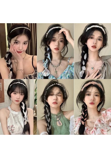 Süper Peri Çiçek Saç Bandı Örgülü Eşarp Şerit Saç Bandı Yeni Inci Saç Ipi Kafa Bandı Kadın Bir Üst Düzey Anlamda (Yurt Dışından) fiyatları