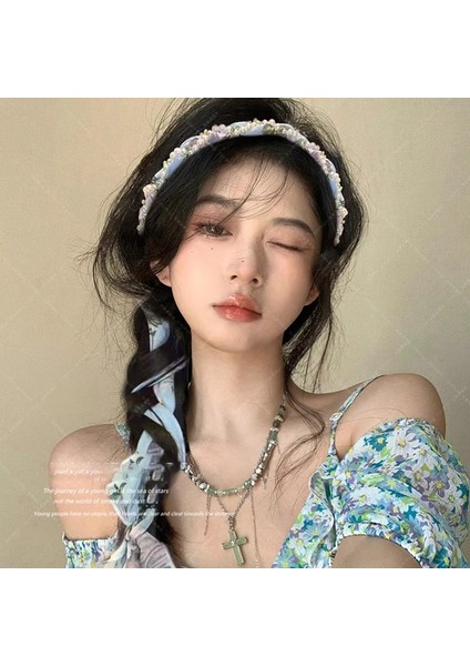 Süper Peri Çiçek Saç Bandı Örgülü Eşarp Şerit Saç Bandı Yeni Inci Saç Ipi Kafa Bandı Kadın Bir Üst Düzey Anlamda (Yurt Dışından) modelleri