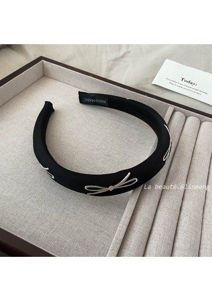 Yüksek Kranial Üst Saç Bandı Kıdemli Siyah Duygusu Küçük Parfüm Kafa Bandı Kore Inci Yay Basit Saç Grotto Kadın Saç Aksesuarları (Yurt Dışından)