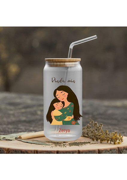 Çocuklar Için Isme Özel Pipetli Su Süt Meyve Suyu Cam Suluk - Kürtçe Suluk (Isim Için Mesaj Çekiniz)