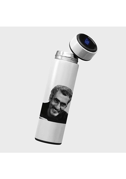 Yılmaz Güney Tasarımlı Termos - Yılmaz Güney Resimli Termos - Siyah Beyaz