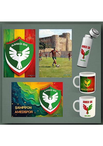 Isme Özel Amedspor Taraftar Seti - Amed Spor Posteri - Termosu - Kupası (Isim Için Mesaj Atınız)