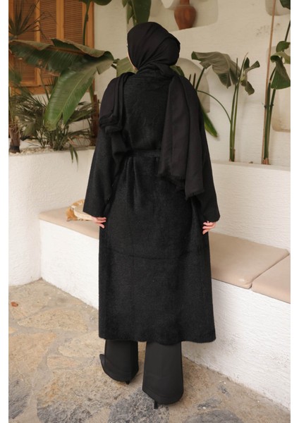 Siyah Kuşaklı Uzun Angora Hırka fiyatları