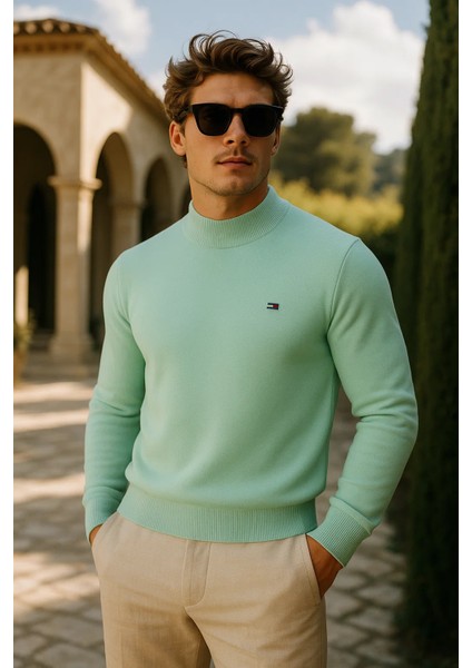 Erkek Basic Premium Comfort Uzun Mint Kazak
