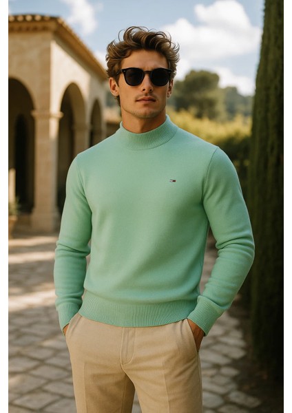 Erkek Basic Premium Comfort Uzun Mint Kazak fiyatları