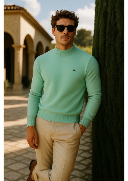 Erkek Basic Premium Comfort Uzun Mint Kazak fırsatları