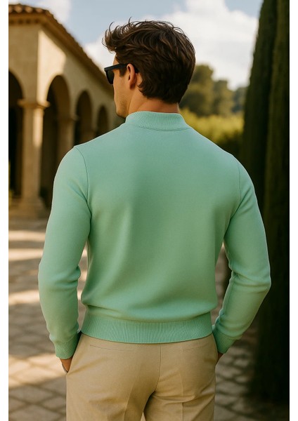 Erkek Basic Premium Comfort Uzun Mint Kazak