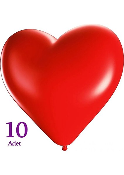 Kırmızı Kalpli Balon 12 Inç 30 cm (10 Adet)