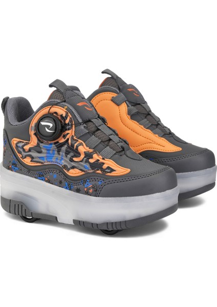 Flames Çocuk Patenli Işıklı Tekerlekli Spor Ayakkabı & Füme-Turuncu Kaykay Ayakkabı 4 Teker fiyatları