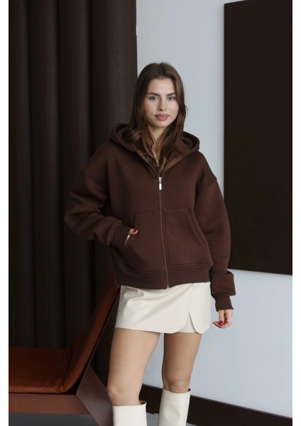 3 Iplik Şardonlu Kapşonlu Hoodie Frm Kahve P510437 indirimleri