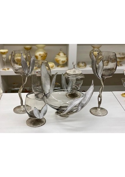6 Parça Pirinç Gümüş Konsol Seti Salon Takımı