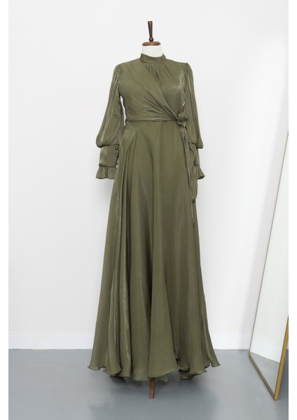 Yağ Yeşili Yandan Bağlamalı Abiye fiyatları