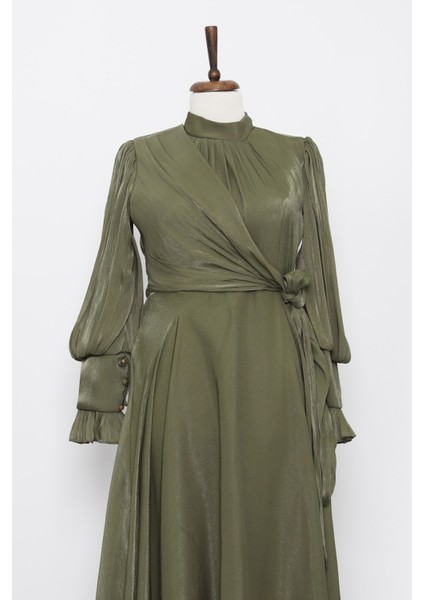 Yağ Yeşili Yandan Bağlamalı Abiye fırsatları