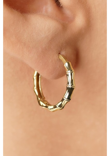 14 Ayar Altın Kemik Halka Küpe