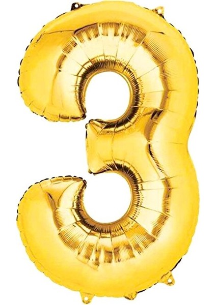 Rakam Folyo Balon Gold Altın 34 Inç 86 cm (3 Rakamı)