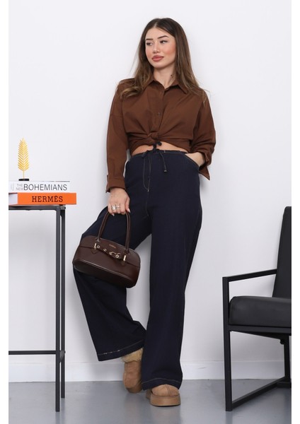 Mavi Geniş Paça Denim Pantolon fiyatları
