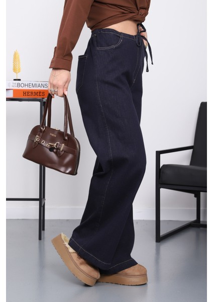 Mavi Geniş Paça Denim Pantolon modelleri