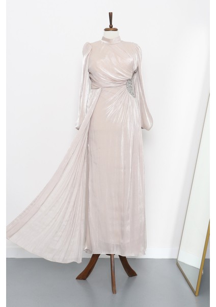 Taş Kolu Lastikli Taş Detaylı Abiye