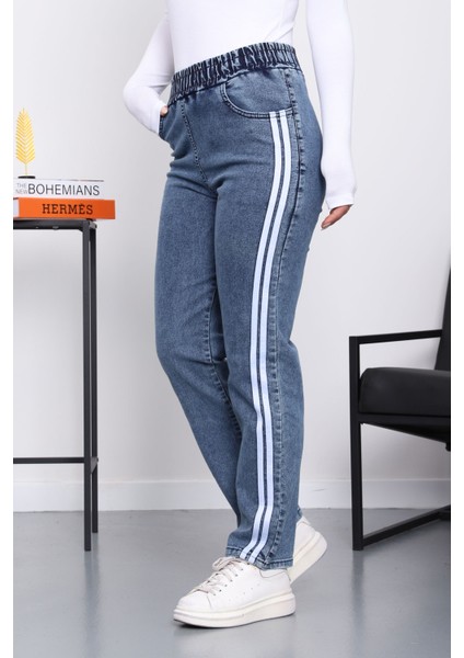 Mavi Paça Düğmeli Kot Pantolon