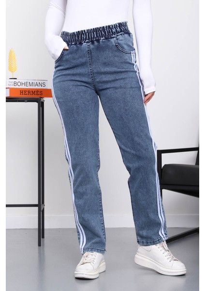 Mavi Paça Düğmeli Kot Pantolon modelleri