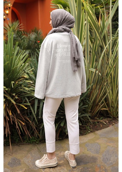 Gri Sırt Baskı Detaylı Iki Iplik Sweatshirt fırsatları