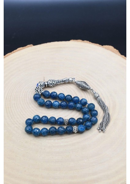 Doğal Apatit Taşlı 33'lük Tesbih 925 Ayar Gümüş Püsküllü 8mm Küre Kesim 902466 indirimleri