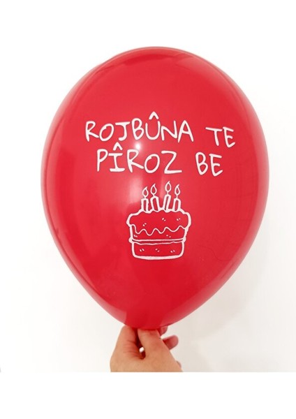 Kürtçe Doğum Günü Balonu - Karışık Renkli (20 Adet) - Rojbuna Te Piroz Be 12 Inç - 30 cm fiyatları