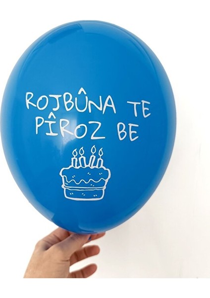 Kürtçe Doğum Günü Balonu - Karışık Renkli (20 Adet) - Rojbuna Te Piroz Be 12 Inç - 30 cm modelleri