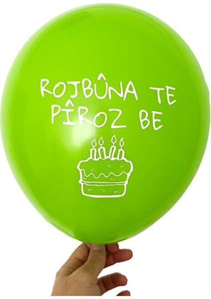 Kürtçe Doğum Günü Balonu - Karışık Renkli (20 Adet) - Rojbuna Te Piroz Be 12 Inç - 30 cm indirimleri