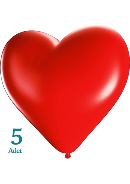 Kırmızı Kalpli Balon 12 Inç 30 cm (5 Adet)