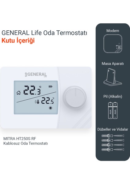Mitra 250S Rf Kablosuz Dijital Oda Termostatı fiyatları