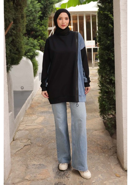 Siyah Kot Garnili Modal Tunik fiyatları