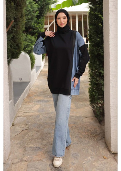 Siyah Kot Garnili Modal Tunik modelleri